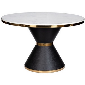 Изображение товара Кухонный стол Garda Decor 76AR-DT813 (Черный, Золото/Белый мрамор) (круглая столешница, О-образная опора)