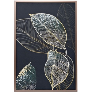 Изображение товара Холст "Золотые листья-1" 100х70 см, багет (латунь),поталь Garda Decor 89VOR-GOLDEN LEAVES-1