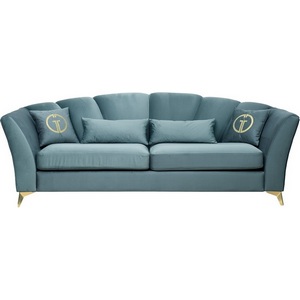 Изображение товара Диван Annette трехместный без мех,велюр бирюз.Colt1004/зол 250*100*95 Garda Decor арт.ANNETTE-3-2K-Colt1004
