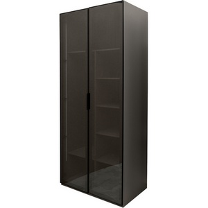 Изображение товара Шкаф Alto двухд с полками, цвет серый Кобальт, дверцы стекло(тонир) 100*57*228.5см Garda Decor арт.GD-10013-6(тонировка)