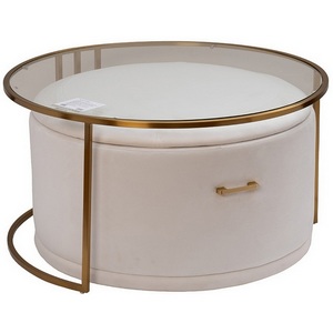 Изображение товара GY-08549 Стол журнальный с пуфом 84.5*84.5*47см Garda Decor