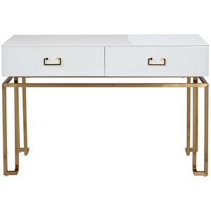 Изображение товара Консольный стол с ящиком Garda Decor KFG070 (Золото/Белый) (прямоугольная столешница, 4 ножки)