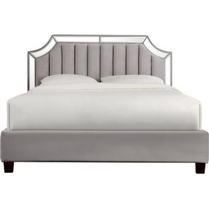 Изображение товара Кровать с зеркальными вставками серая 214*172*127см Garda Decor арт.N-BD1894V GR