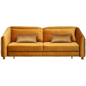 Изображение товара Диван Garda Decor TREVI-230M-3К-Velv ORANG+Lattice ORANG (Золотой)