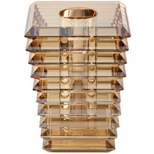 Изображение товара Ваза-подсвечник "хрустальная" цвет янтарь 13,5х13,5х19 см Garda Decor XVB3461C