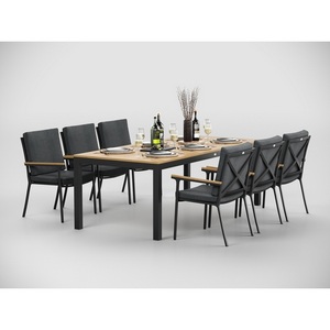 Изображение товара Обеденная группа Gardenini Premium Bella (Алюминий,Ткань,Тик/Темно-серый,Светлое дерево) арт.DPBLL.010822.C5