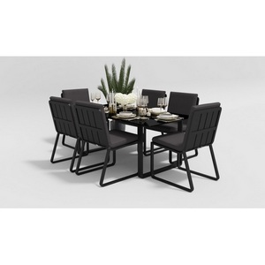Изображение товара Обеденная группа Gardenini Voglie (Алюминий,Закаленное стекло,Ткань/Темно-серый,Антрацит,Черный) DVGL.010518.C2