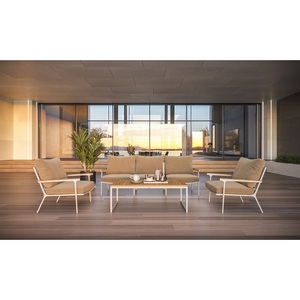 Изображение товара Комплект садовой мебели Gardenini Premium Calma Long (Алюминий,Тик,Ткань/Белый,Бежевый) арт.LPCLM.020200.S3