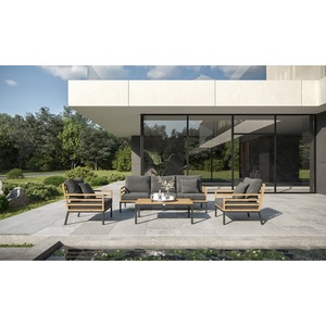 Изображение товара Комплект садовой мебели Gardenini Premium PatioCalma long (Алюминий,Ткань,Тик/Темно-серый) арт.LPPCLM.010800.S3