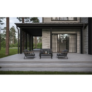 Изображение товара Комплект садовой мебели Gardenini Premium Voglie (Алюминий,Тик,Ткань,Закаленное стекло/Темно-серый,Черный) арт.LPVGL.010800.S2