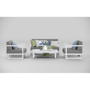 Изображение товара Комплект садовой мебели Виллино светло - серая, алюминий/стекло Gardenini LVLN.020400.S2