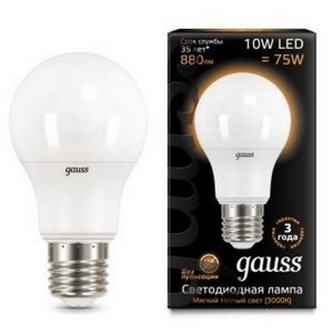 Изображение товара Лампочка 10W E27 3000K 1/10/50 Gauss 102502110