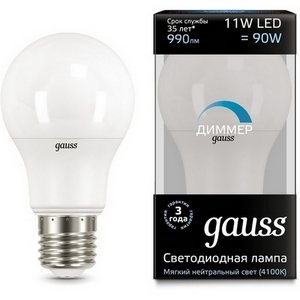 Изображение товара Лампочка A60-dim E27 11W 4100К диммируемая 1/10/50 Gauss 102502211-D