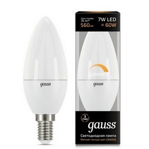 Изображение товара Лампочка Candle-dim E14 7W 3000К диммируемая Gauss Candle 103101107-D