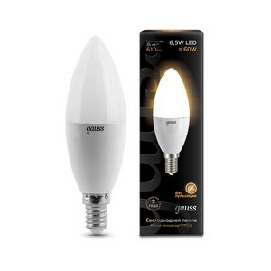 Изображение товара Лампочка светодиодная E14 2700K 610lm Gauss 103101107