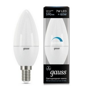 Изображение товара Лампочка Candle-dim E14 7W 4100К диммируемая Gauss Candle 103101207-D