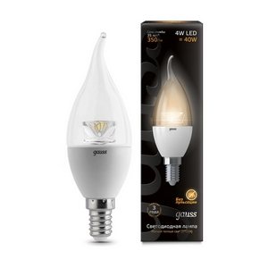 Изображение товара Лампочка светодиодная на ветру E14 4W 2700K 350lm Gauss Candle Tailed Crystal 104201104