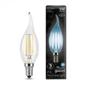 Изображение товара Лампочка tailed E14 5W 4100K 1/10/50 Gauss Filament 104801205