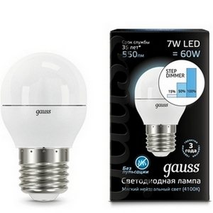 Изображение товара Лампочка E27 7W 4100K Gauss Globe 105102207-S
