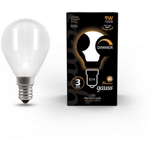 Изображение товара Лампочка светодиодная филаментная E14 9W диммируемая Gauss 105201109-D