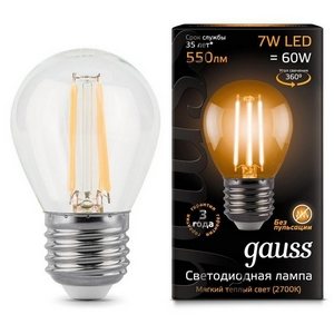 Изображение товара Лампочка E27 7W 2700K 1/10/50 Gauss Filament 105802107