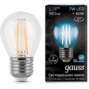 Изображение товара Лампочка E27 7W 4100K 1/10/50 Gauss Filament 105802207