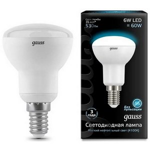 Изображение товара Лампочка светодиодная груша E14 6W 4100K 530lm Gauss 106001206