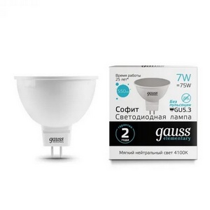 Изображение товара Лампочка GU5.3 7W 4100K Gauss Elementary 13527