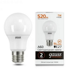 Изображение товара Лампочка светодиодная груша E27 2700K 610lm Gauss 23217