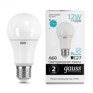 Изображение товара Лампочка 12W E27 4100K 1/10/50 Gauss Elementary 23222