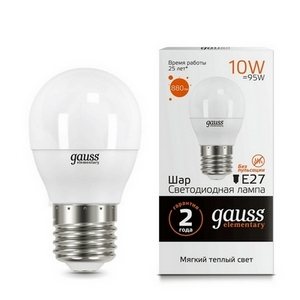 Изображение товара Лампочка 10W E27 3000K Gauss Elementary 53210
