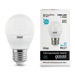 Изображение товара Лампочка 10W E27 4100K Gauss Elementary 53220