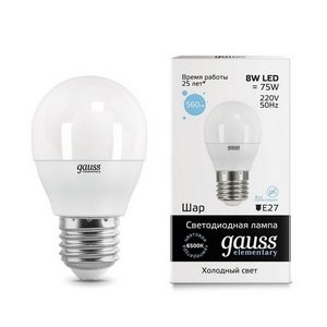 Изображение товара Лампочка 8W E27 6500K Gauss Elementary 53238