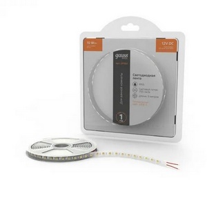 Изображение товара Светодиодная лента влагозащищенная 5050/60 12V 10W/m 700lm/m 3000K 10mm IP65 5m Gauss Basic BT051