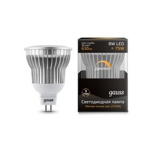 Изображение товара Лампочка светодиодная GU5.3 8W 2700K 630lm Gauss EB101105108-D