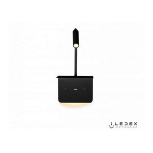 Изображение товара Бра на гибкой ножке для чтения светодиодное с USB-портом, выключателем и с полкой 7031C BK iLedex Support