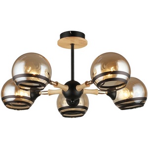Изображение товара Потолочная люстра на штанге MD.4896-5-S BK+WOOD Imex в форме шара