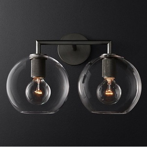Изображение товара Бра Rh Utilitaire Globe Shade Double Sconce Black ImperiumLoft 44,54 (123272-22) в форме шара