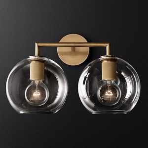 Изображение товара Бра Rh Utilitaire Globe Shade Double Sconce Brass ImperiumLoft 44,539 (123273-22) в форме шара