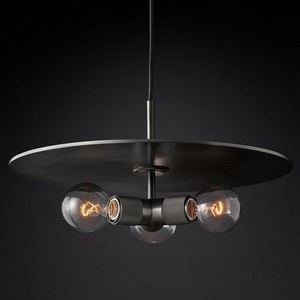 Изображение товара Подвесной светильник (люстра) Rh Utilitaire Disk Triple Pendant Black ImperiumLoft 40,234 (123645-22)