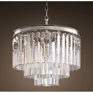 Изображение товара Подвесная люстра Rh 1920S Odeon Clear Glass Fringe 3-Tier Chandelier Nickel 36 См ImperiumLoft 40,1539 (191624-22)