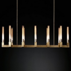 Изображение товара Подвесная люстра Rh Canelle Linear Chandelier 12 Modern Brass ImperiumLoft 40,1549 (84598-22)