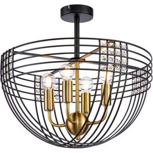 Изображение товара Люстра хрустальная потолочная на штанге в форме клетки (10001/4C Black) Indigo Fresco V000104