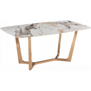 Изображение товара Стол обеденный Ланс Мат DT-2852, 140х80х75 см, белый мрамор/матовое золото IST-CASA (прямоугольная столешница)