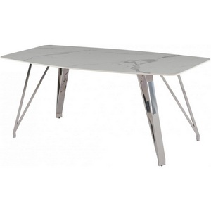 Изображение товара Стол обеденный Соар-2 F-1690, 180х90х76 см, бело-серая керамика/хром серебро IST-CASA