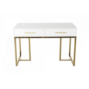 Изображение товара Стол-Консоль с ящиком IST-CASA Армада F-1543, 120х60х78 см, белый, золото 120x60 см (прямоугольная столешница, I I-образная опора)