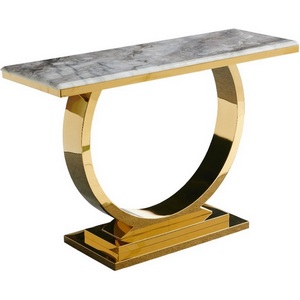 Изображение товара Стол-консоль IST-CASA Лира IST-806, 120х40х76 см, светло-серый/золотой