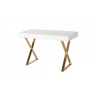 Изображение товара Стол-Консоль IST-CASA Рокки MJ-001.1, 120х55х76 см, белый, золото (прямоугольная столешница, I I-образная опора)