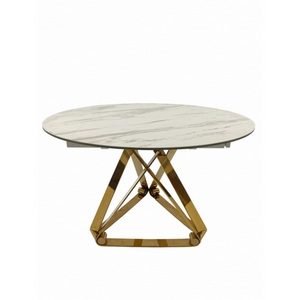 Изображение товара Стол обеденный IST-CASA раскладной Рондо Голд MC8239-120W, 120(+30+30)х76 см, белая керамика/золото