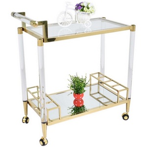 Изображение товара Стол с полкой на колесах сервировочный IST-CASA Виктори MH1798DC, 77х40х89 см, золото (прямоугольная столешница, 4 ножки)